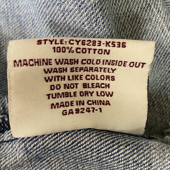 Bundle of 2 Cropped Blue Denim Distressed Button Vests L ChiOle & Candies #204H - Picture 8 of 9